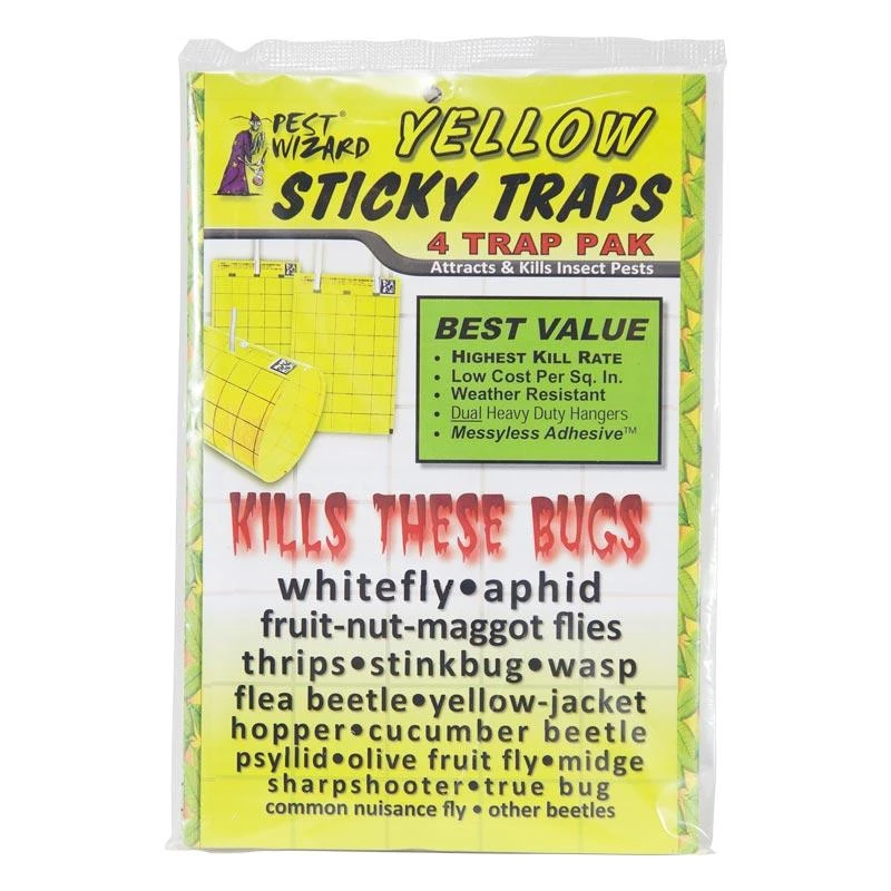 Pest Wizard Yellow Sticky Card Trap, Large 4-Pack 1 Pest Wizard Yellow Sticky Card Trap, Large 4-Pack