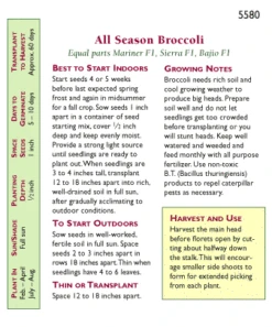 Renee's Garden Broccoli All Season Blend -Seedling Wonders snv4033 pb